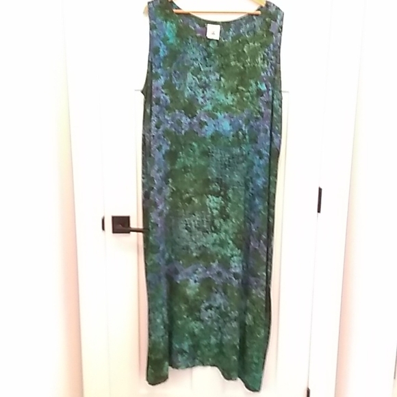 Vibrant Sleeveless Maxi Dress Green/Purple Size 3X - Picture 11 of 12